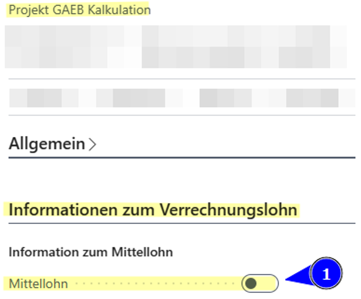 Projekt GAEB Kalkulation - Einstellung Mittellohn