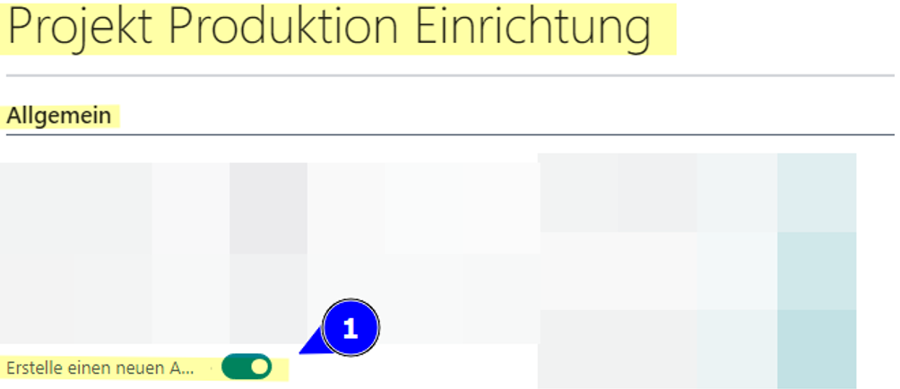 Projekt Produktion Einrichtung - Allgemein - Erstelle einen neuen Artikel über das Feld Beschreibung auf der Projekt Budgetzeile