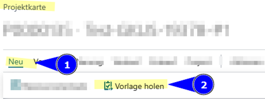 Projektkarte - Vorlage holen