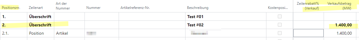 Änderung Verkaufsbetrag (MW) - Überschriftenebene