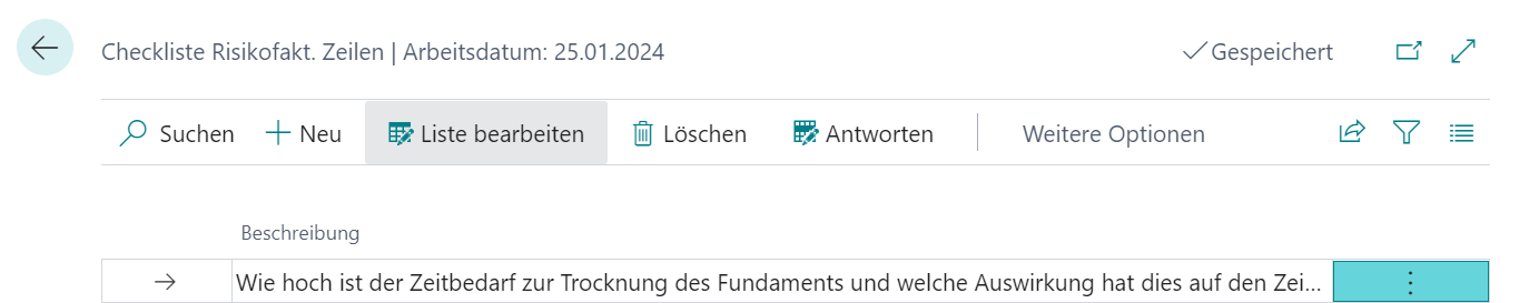 Antworten zur Checklistenfrage hinzufügen
