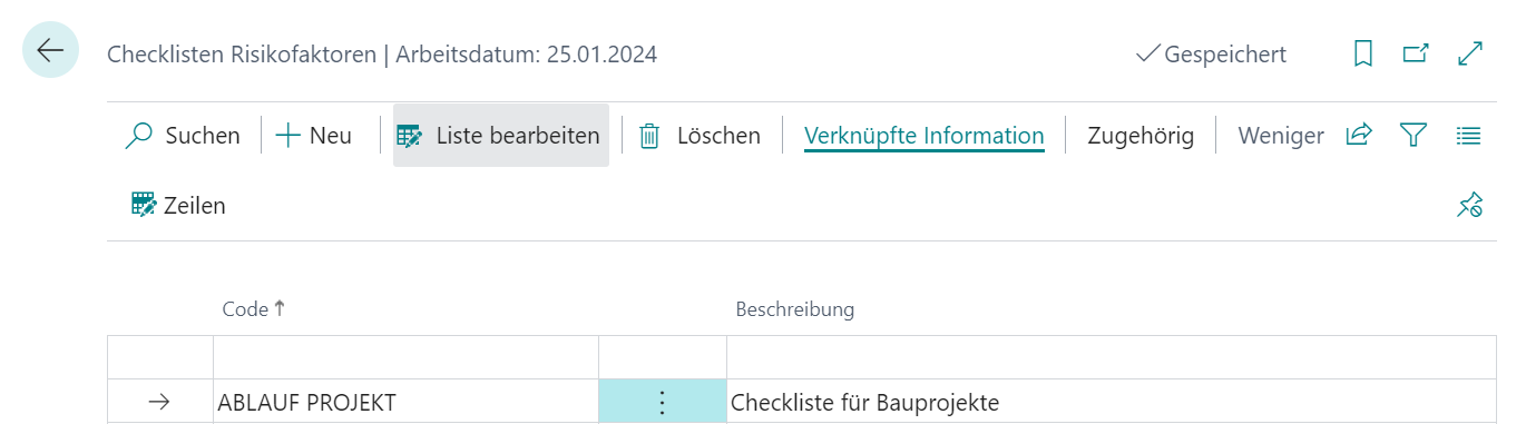 Frage zur Checkliste hinzufügen