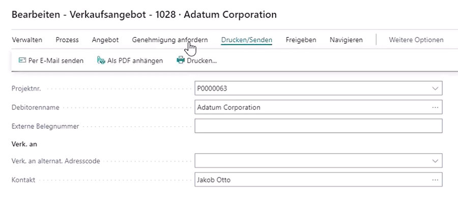 Verkaufsangebot erstellen