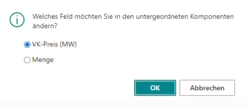 Verkaufspreis im Projektbudget ändern