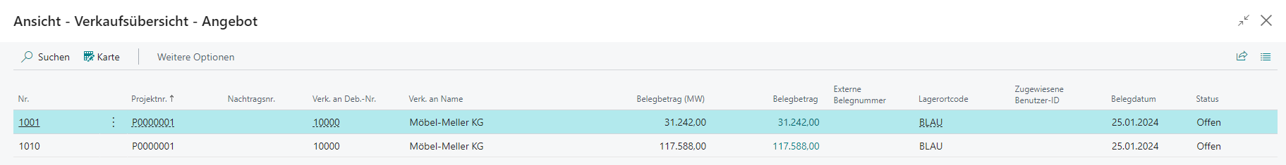 Übersicht über die mit dem Projekt verbundenen Angebote