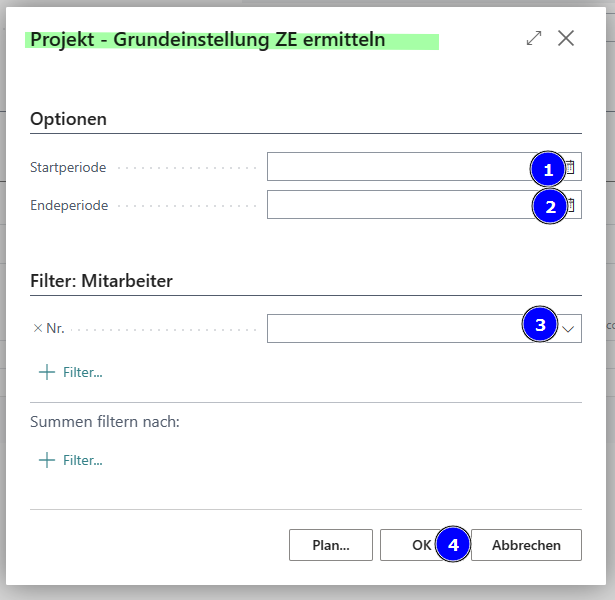 Project - Determine basic setting ZE