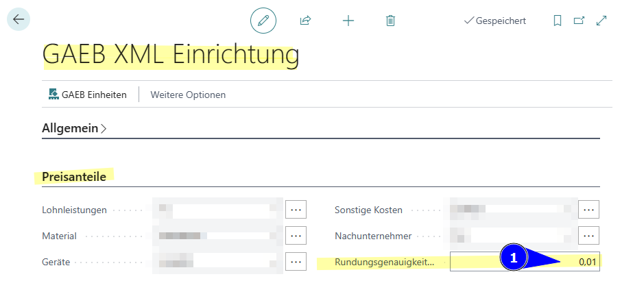GAEB XML setup - Price shares - Rounding accuracy