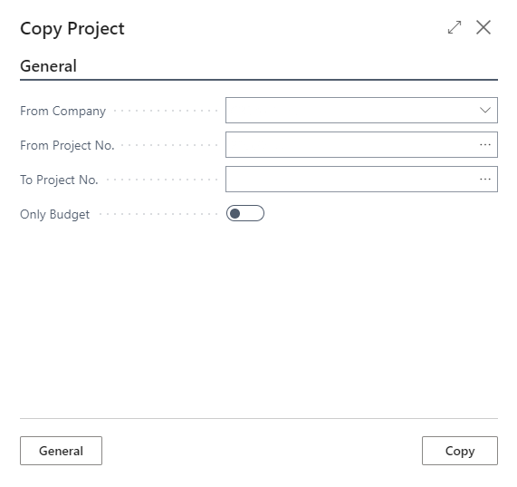 Copy Project window