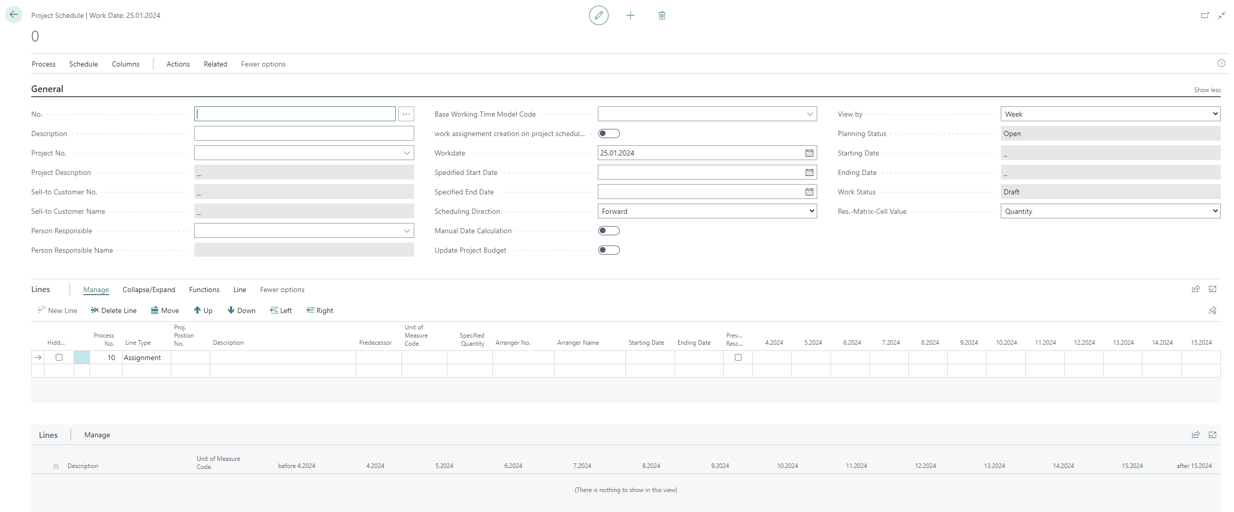 Project Schedule Page