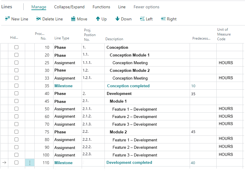 Structured Project Schedule