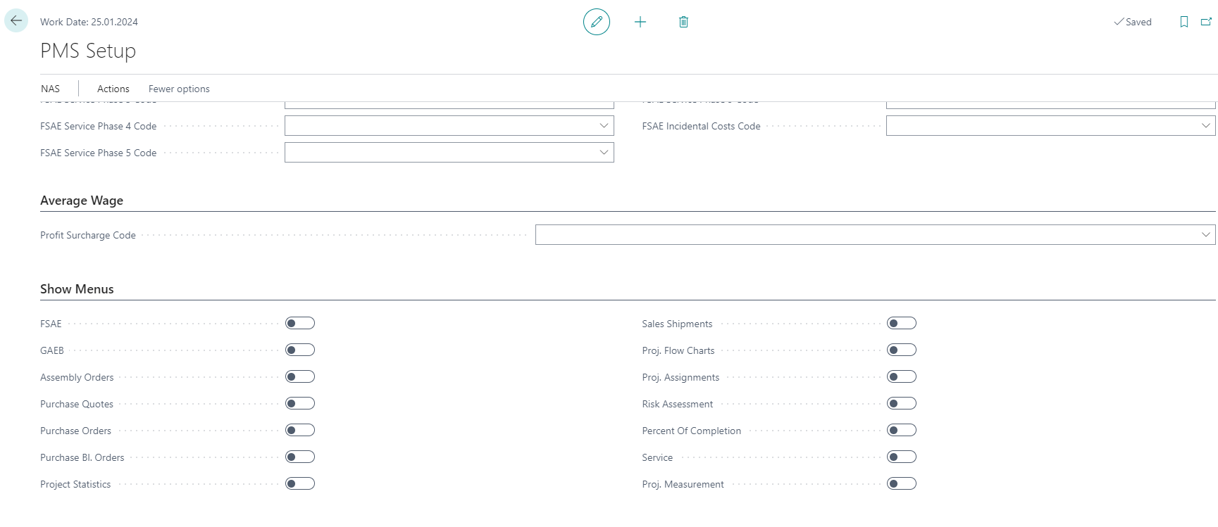 Display Settings for Menus