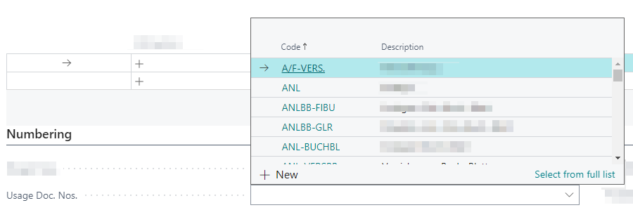 Set up number series for usage documents